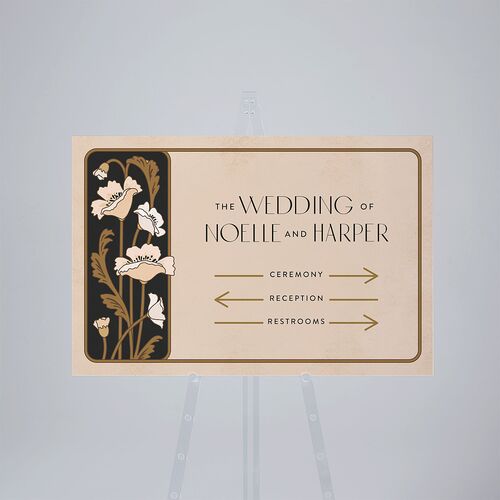 Vintage Nouveau Floral Standard Direction Sign Large Licorice Standard Indoor Foam Core L Direction