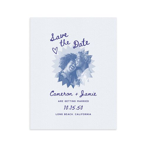 Retro Photocopy Flyer Save the Date Petite Cards Ice Blue Signature smooth Blank No Standard