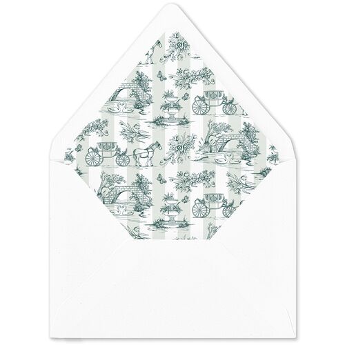 Elegant Antique Toile Frame Euro Envelope Liners Emerald Luxe