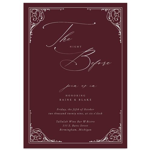 Vintage Gothic Rehearsal Dinner Invitations Licorice Signature Blank Standard