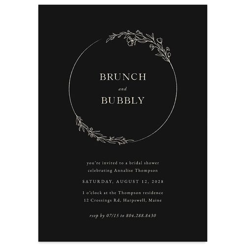 Simple Rustic Wreath Bridal Shower Invitations Midnight Signature Blank Standard