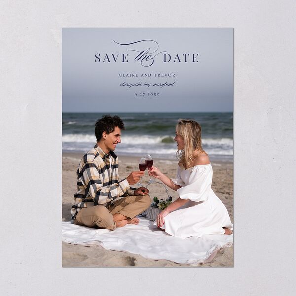 Elegant Lighthouse Save The Date Cards Maritime Signature smooth Blank No Standard