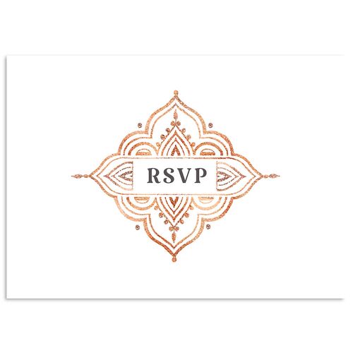 Indian Painted Henna Wedding Response Cards Pure White Signature Standard