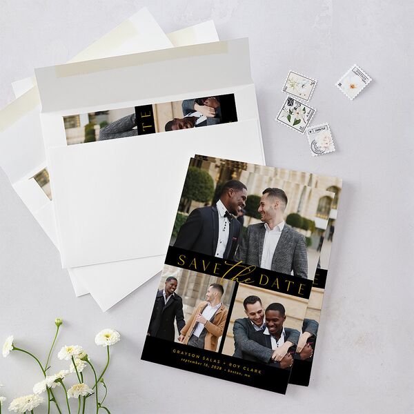 Elegant Grid Wedding Invitations Licorice Signature Blank Standard