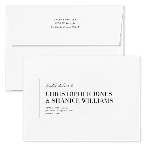 Classic Border Wedding Invitation Envelopes Pure White White Both Recipient and Return Addresses Standard Signature