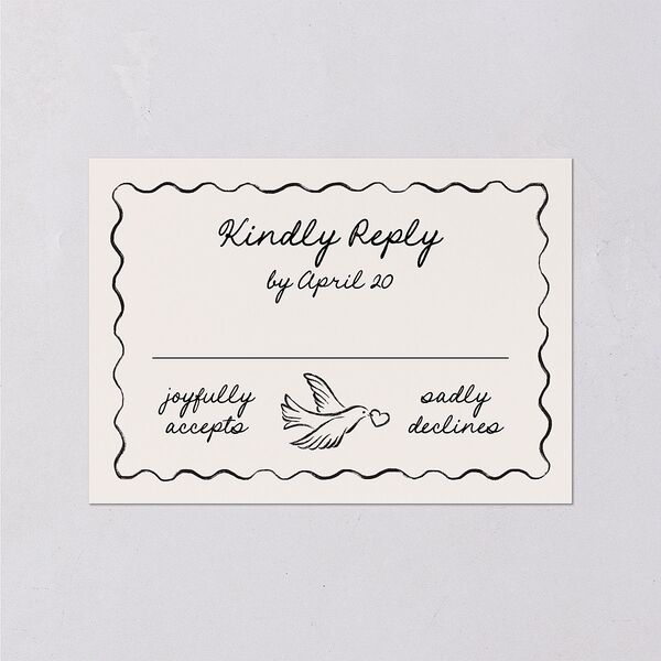 Vintage Lovebird Banner Wedding Response Cards Linen Signature Standard