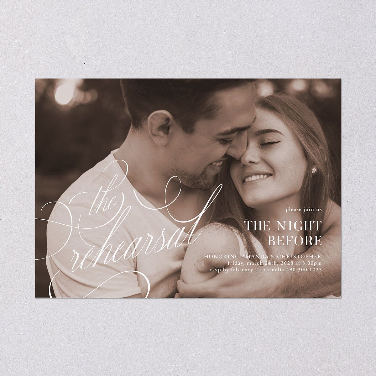 Photo Flourish Rehearsal Dinner Invitations Marigold Signature Blank