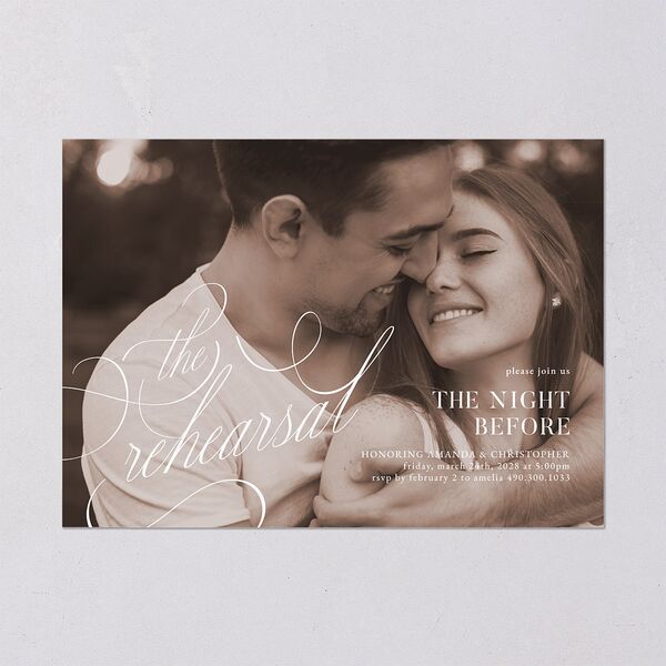Photo Flourish Rehearsal Dinner Invitations Marigold Signature Blank