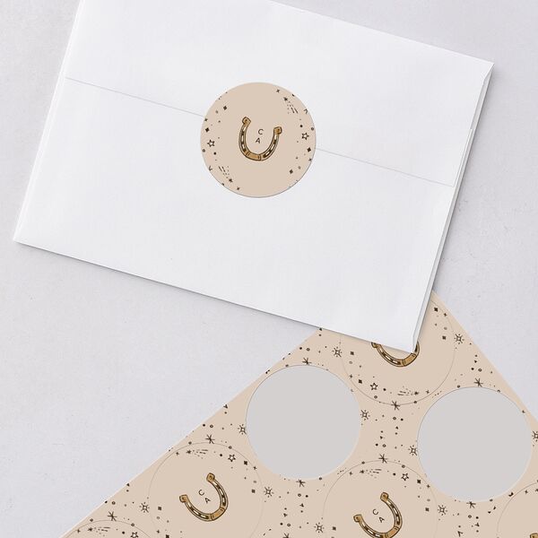 Southwestern Nouveau Wedding Stickers Red Clay Circle