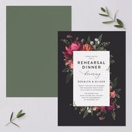 Blooming Botanical Rehearsal Dinner Invitations Midnight Signature Blank Standard