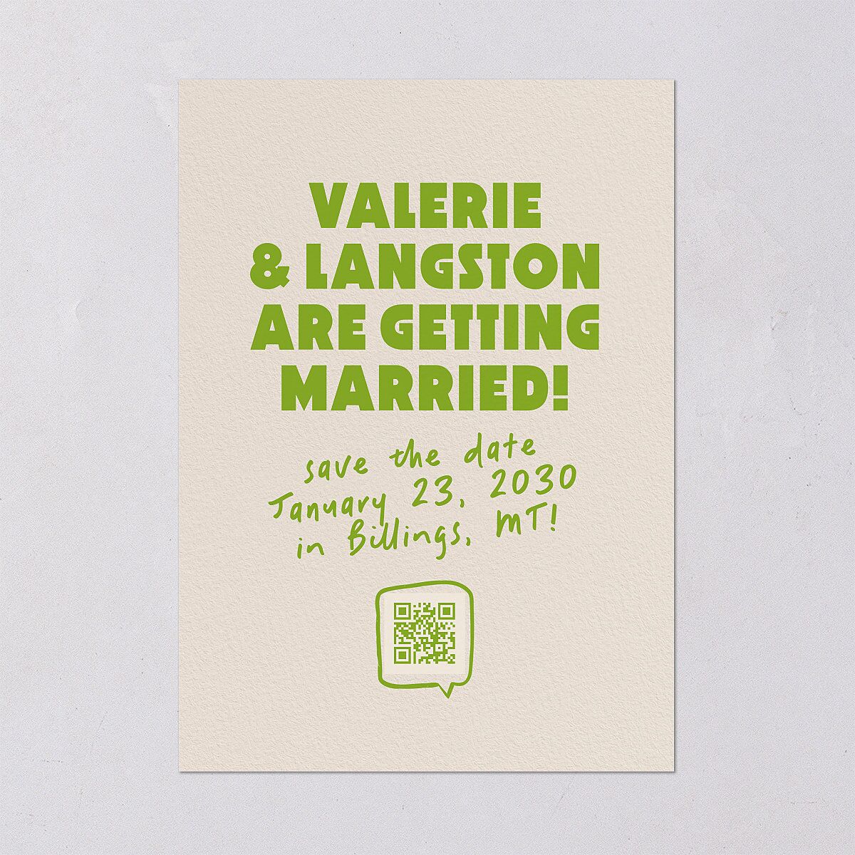 Retro Modern QR Code Save the Date Cards Greenery Signature smooth Blank No Standard