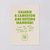 Retro Modern QR Code Save the Date Cards Greenery Signature smooth Blank No Standard