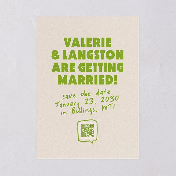 Retro Modern QR Code Save the Date Cards Greenery Signature smooth Blank No Standard