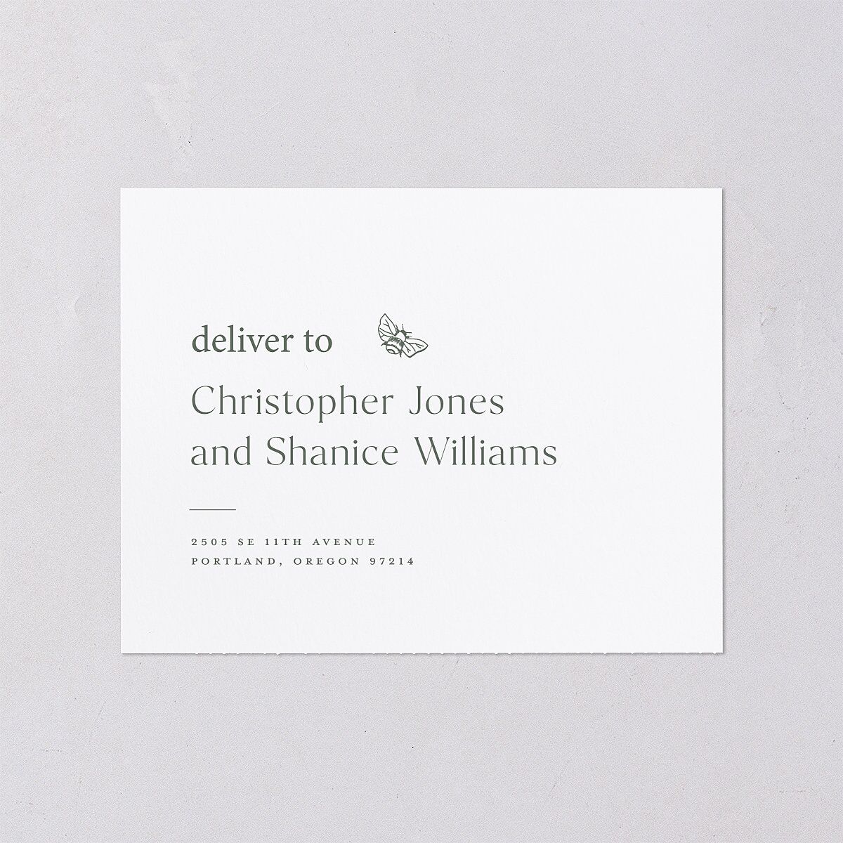 Simple Modern Wildflowers All-in-One Wedding Invitations Deep Olive Signature Light Both Recipient and Return Addresses No