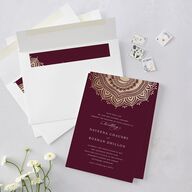 Indian Gilded Adornment Wedding Invitations Gold Burgundy Signature Blank No Standard