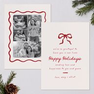 Dainty Bow Holiday Holiday Cards Maroon Signature Blank Standard Portrait