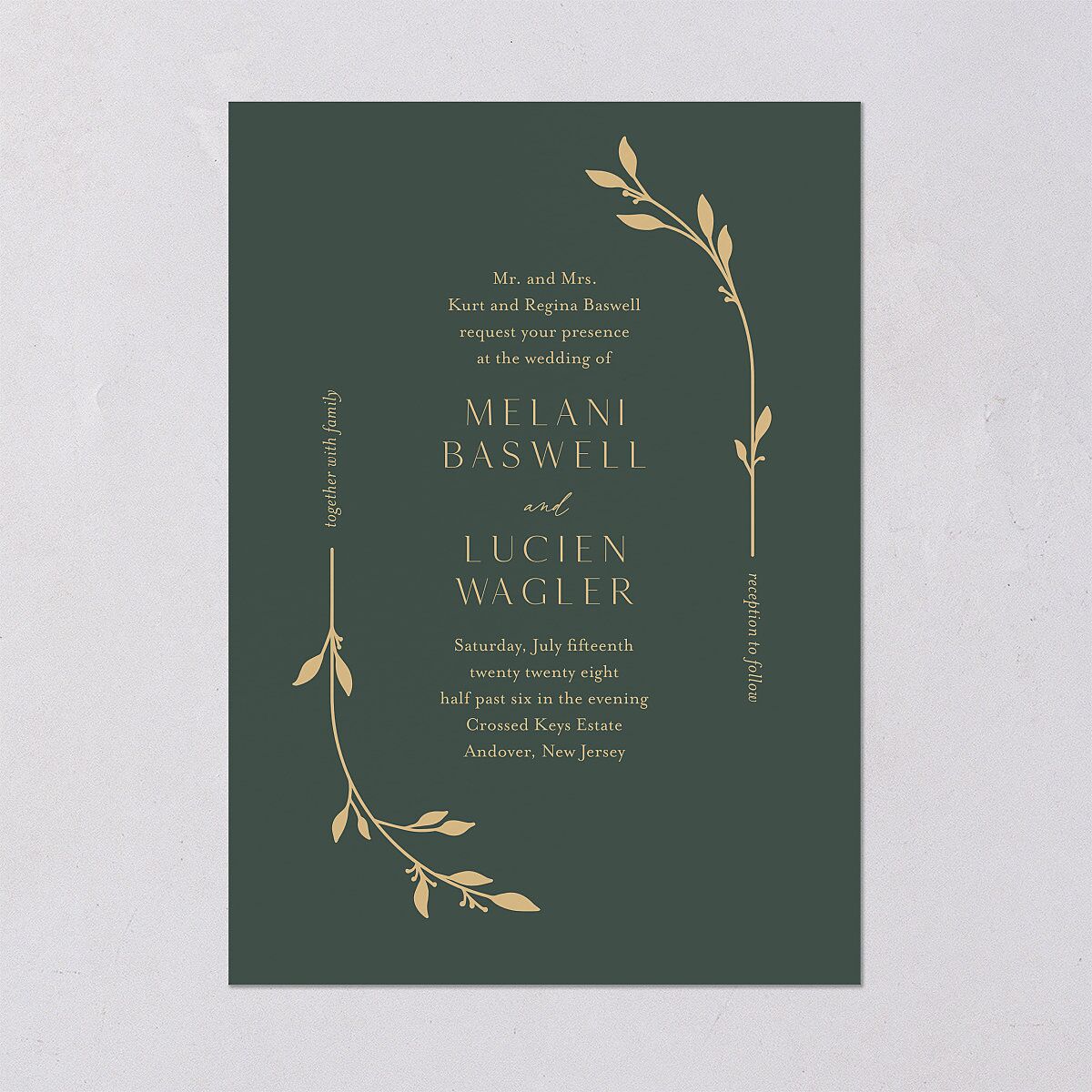Gilded Sprigs Wedding Invitations — view 2