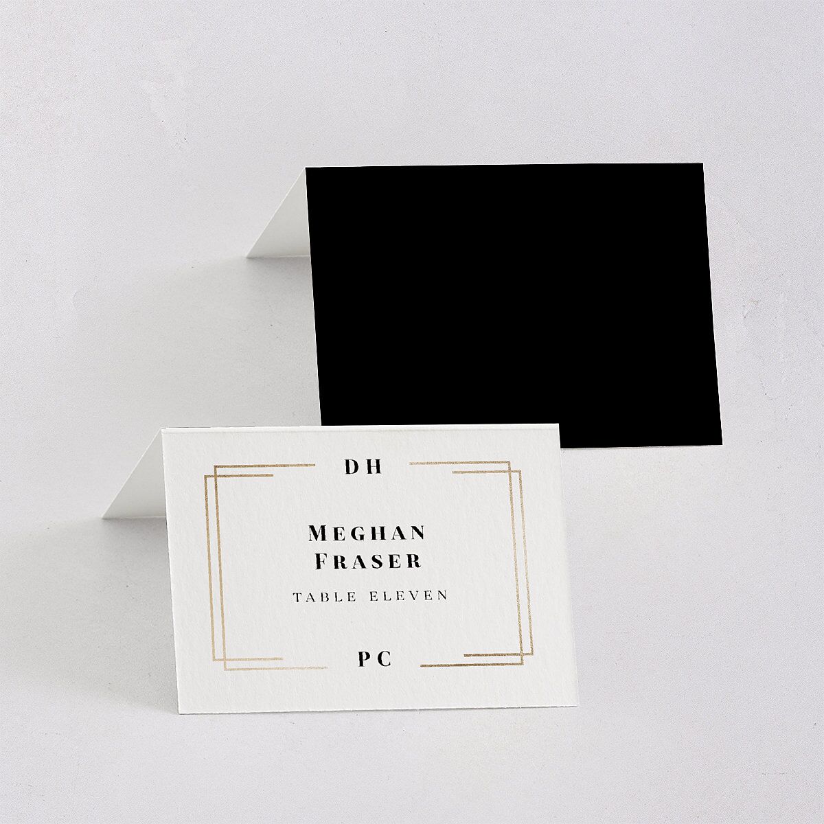 Framed Photo Foil Place Cards Gold Pure White Signature