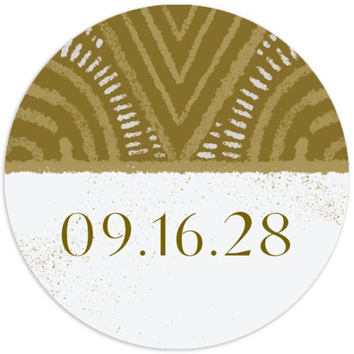 Gilded Sahara Pattern Wedding Stickers Umber Circle