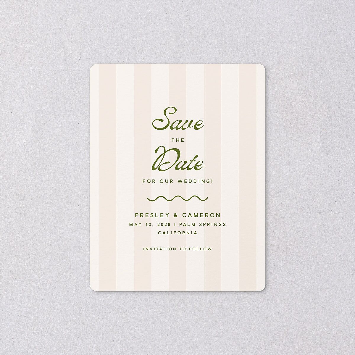 Cabana Stripes Save The Date Magnets Olive Magnet Paper