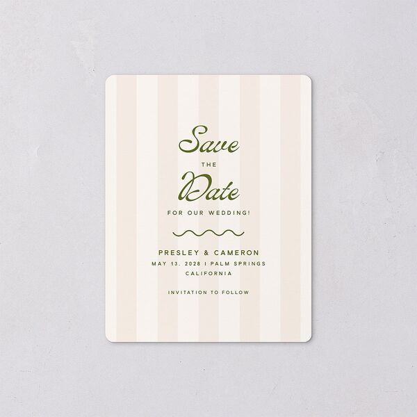 Cabana Stripes Save The Date Magnets Olive Magnet Paper