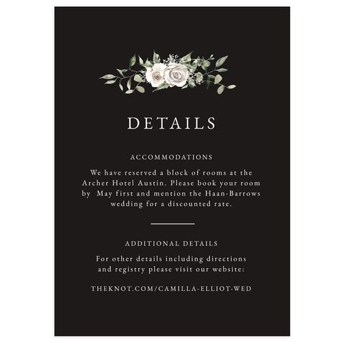 Floral Monogram Wedding Event Detail Cards Midnight Signature Standard