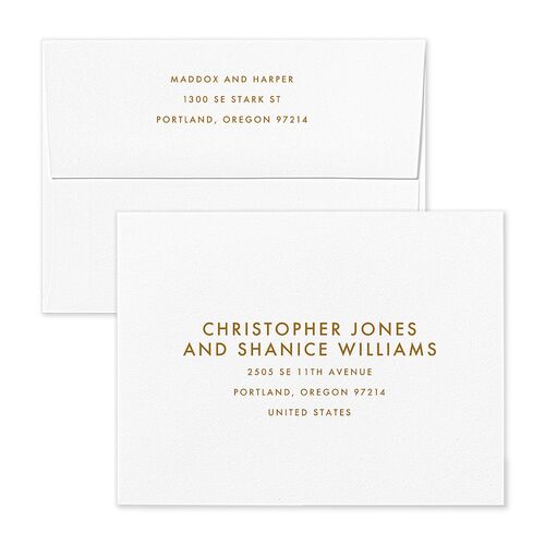 Vintage Hollywood Save the Date Magnet Envelopes White Umber Both Recipient and Return Addresses Signature Standard