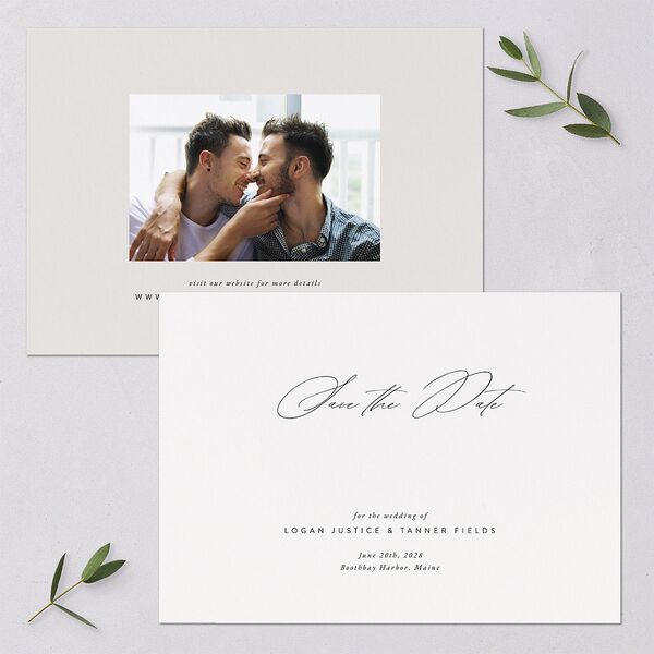 Romantic Minimal Save The Date Cards Snow Signature smooth Blank No
