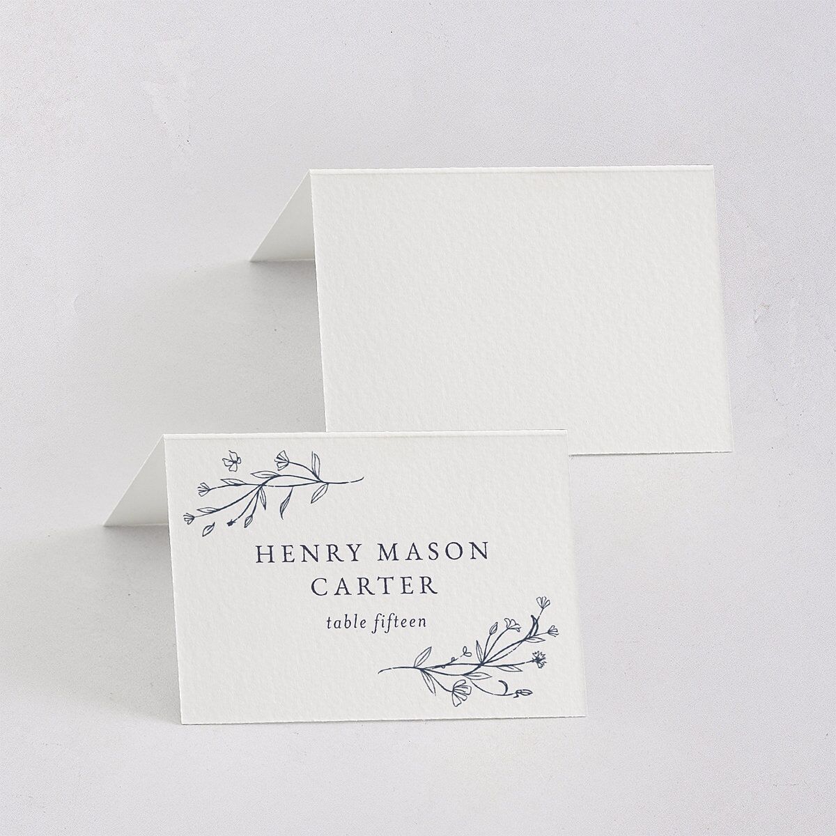 Natural Monogram Place Cards Midnight Navy Signature