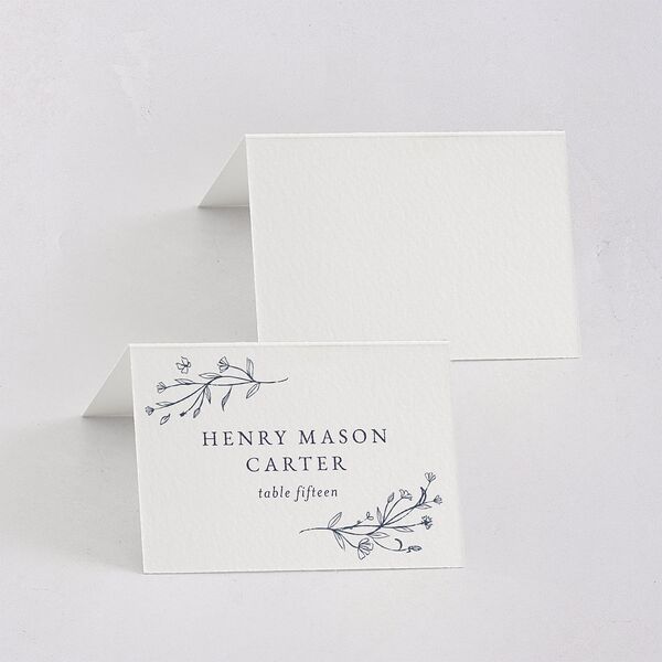 Natural Monogram Place Cards Midnight Navy Signature
