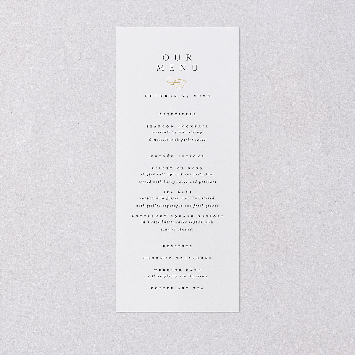 Flourishing Love Menus Gold Pure White Signature