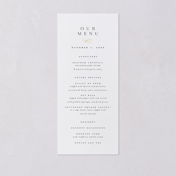 Flourishing Love Menus Gold Pure White Signature