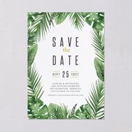 Tropical Leaves Save The Date Cards Scottish Green Signature smooth Blank No
