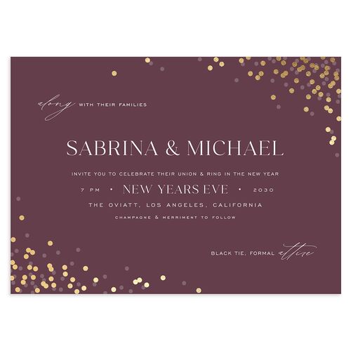 Confetti Glam Wedding Invitations Gold Eggplant Signature Blank No Standard