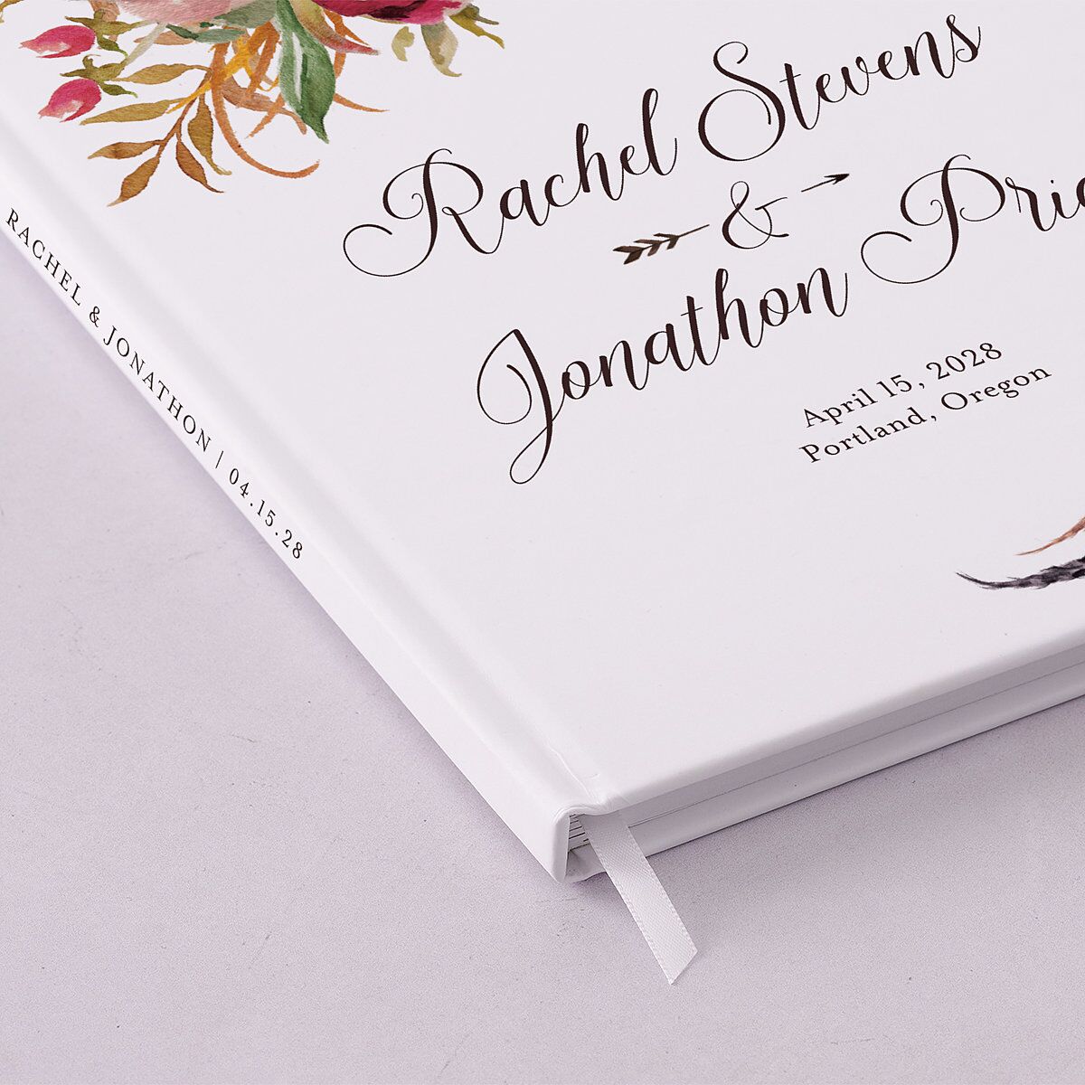 Bohemian Floral Wedding Guest Book Merlot