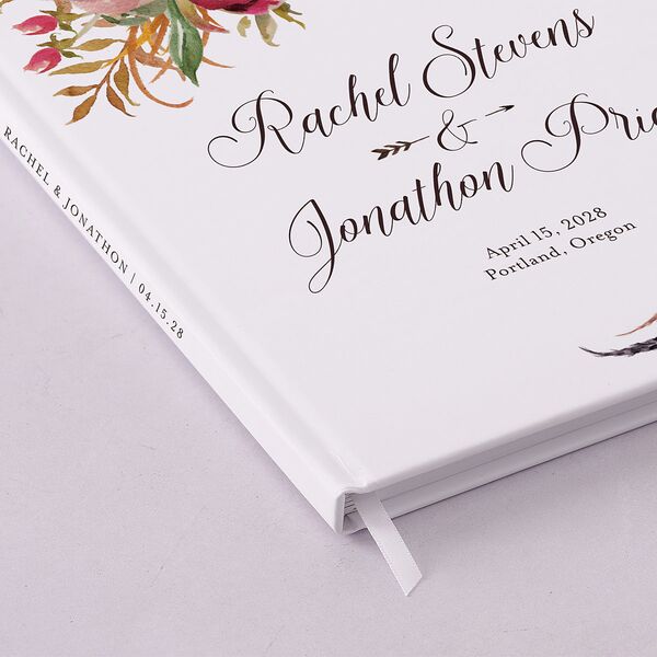 Bohemian Floral Wedding Guest Book Merlot