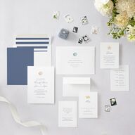 Classic Shell Wedding Invitations Gold Royal Blue Signature Blank No Standard