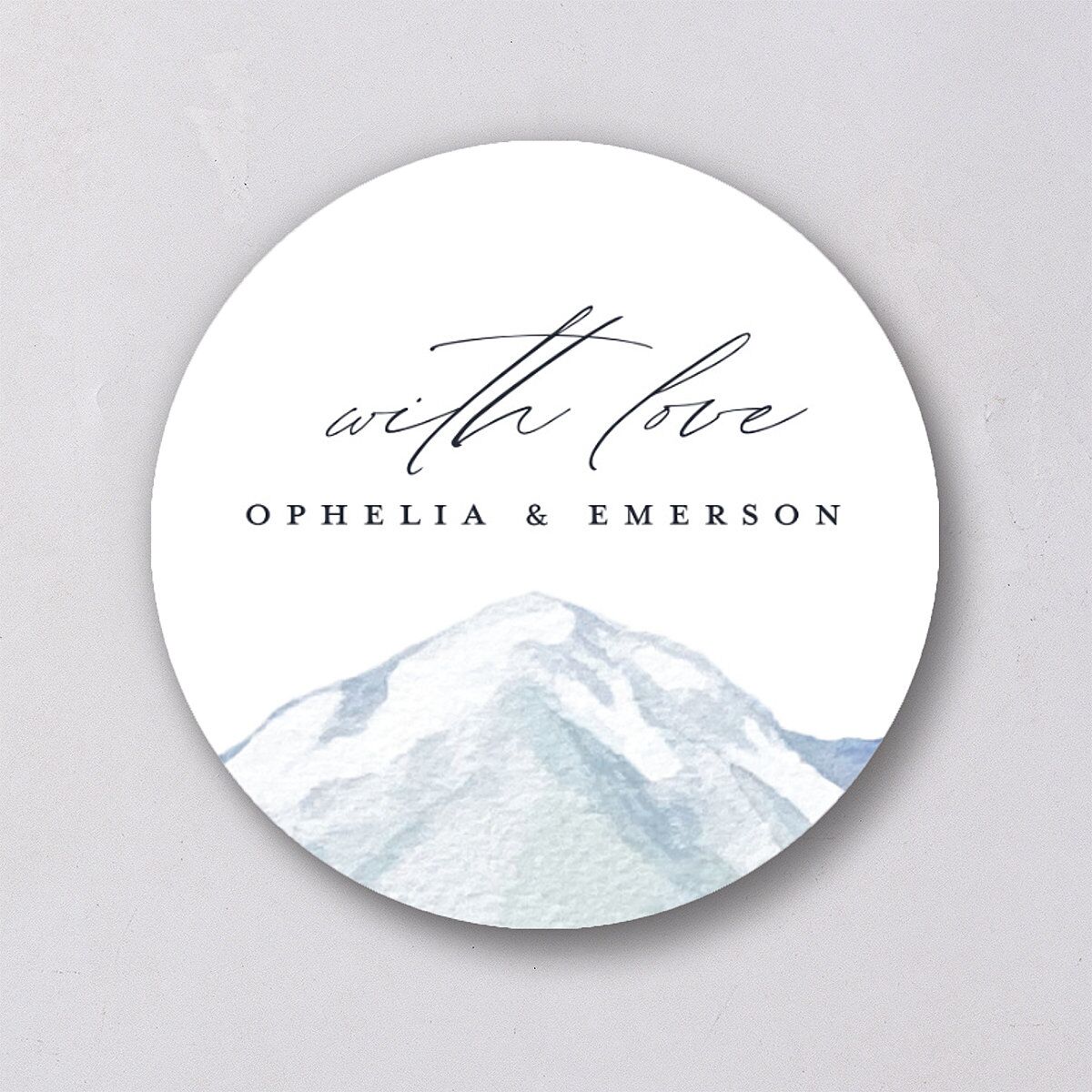Mountain Wildflowers Wedding Stickers Dusty Blue Circle
