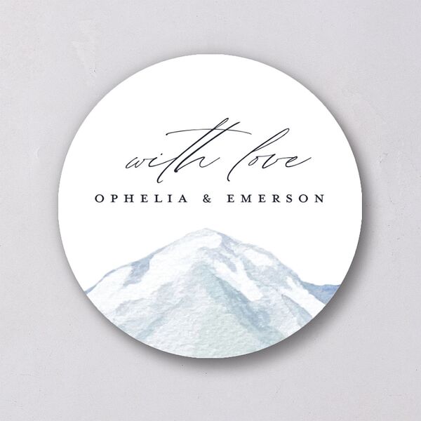 Mountain Wildflowers Wedding Stickers Dusty Blue Circle