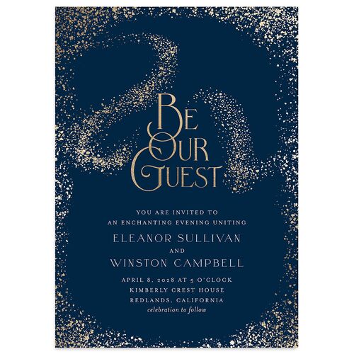 Be Our Guest Wedding Invitations Gold Navy Signature Blank No Standard