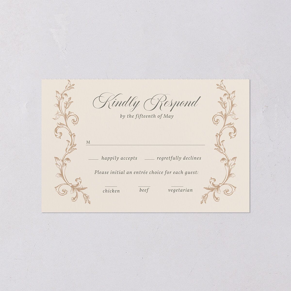 Vintage Regency Monogram Frame All-in-One Wedding Invitations Champagne Signature Light Both Recipient and Return Addresses No