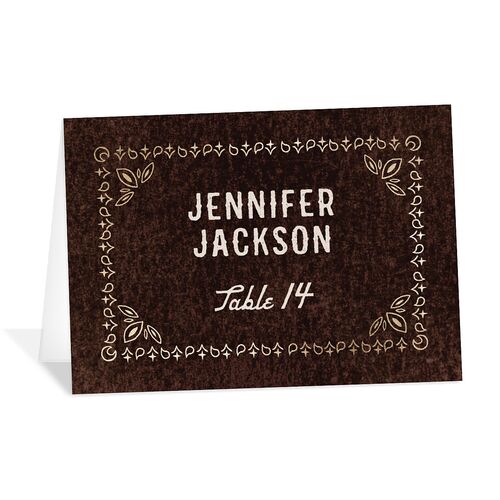 Classic Western Foil Place Cards Chocolate Gold Signature