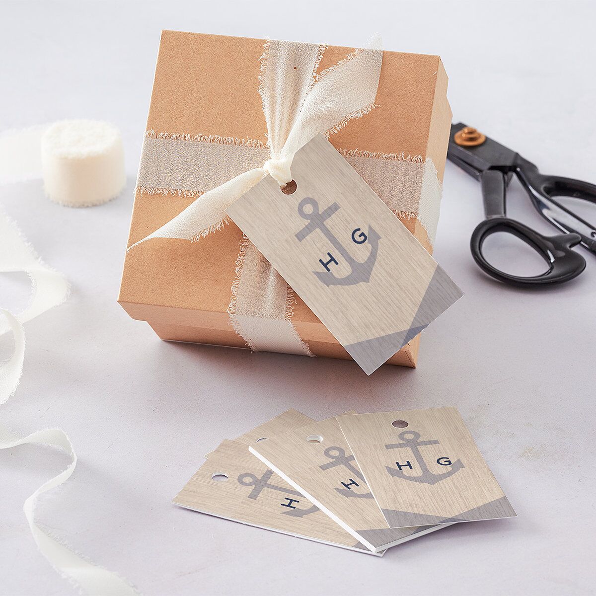 Vintage Nautical Favor Gift Tags French Blue Signature