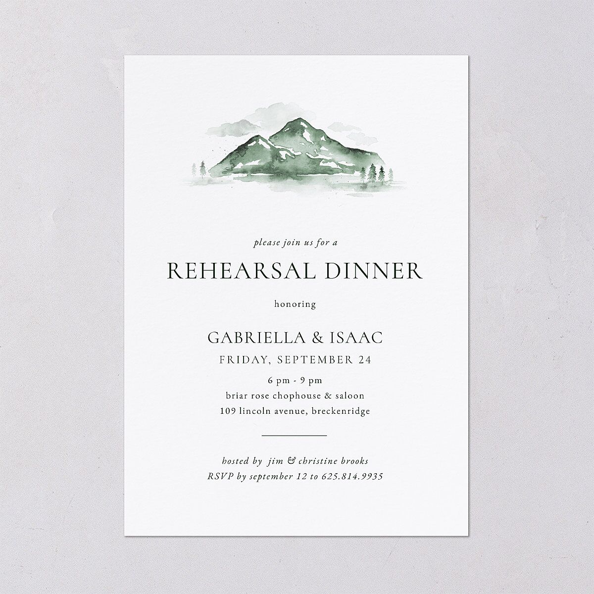 Watercolor Mountains Rehearsal Dinner Invitations Thyme Signature Blank Standard
