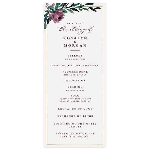 Gilded Botanical Foil Wedding Programs Gold Mauve Signature