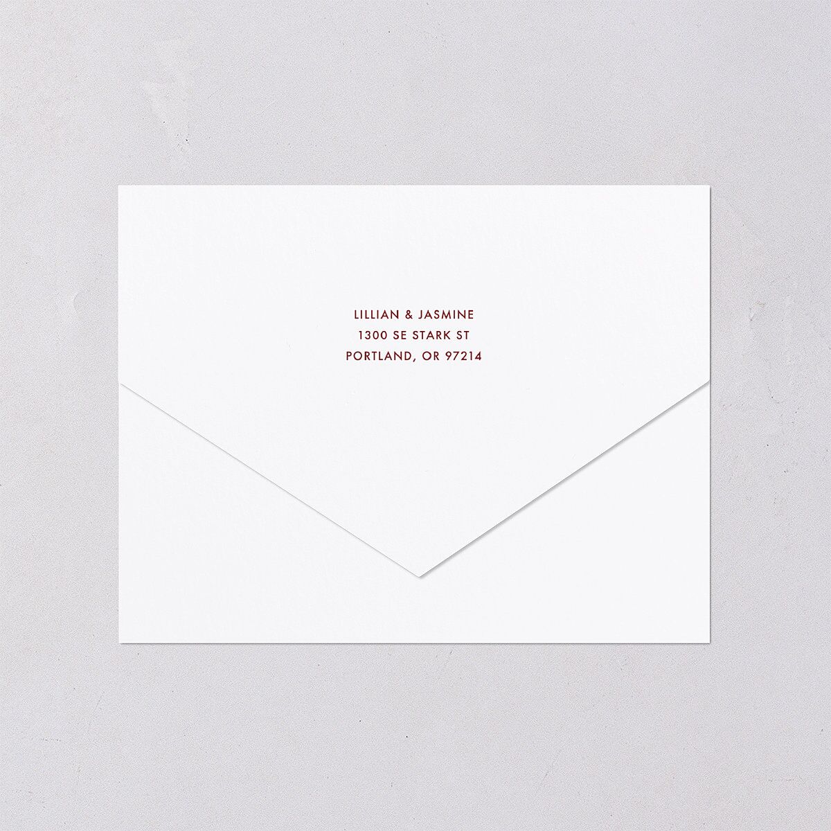 Hand Drawn Heart Photo All-in-One Wedding Invitations Maroon Signature Light Both Recipient and Return Addresses No