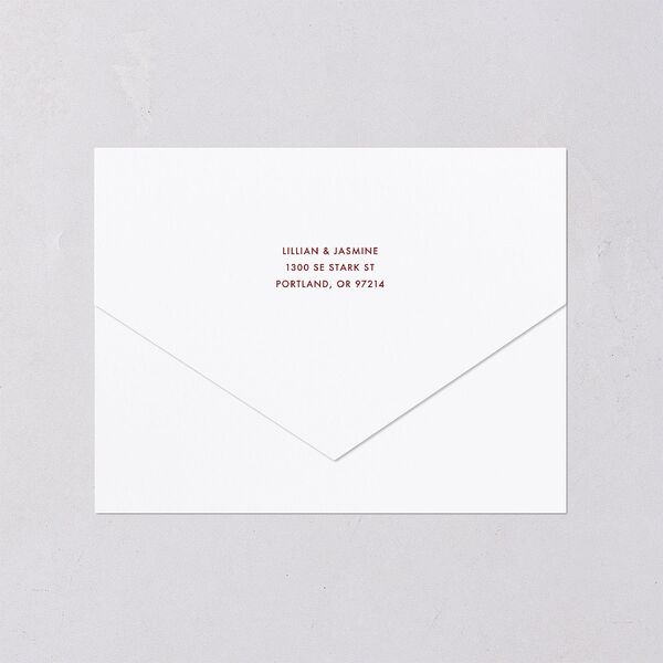 Hand Drawn Heart Photo All-in-One Wedding Invitations Maroon Signature Light Both Recipient and Return Addresses No