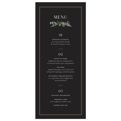 Greenery Frame Menus Licorice Signature