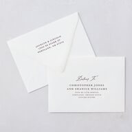 Elegant Vintage Images Save The Date Card Euro Envelopes White Burgundy Both Recipient and Return Addresses Luxe Signature
