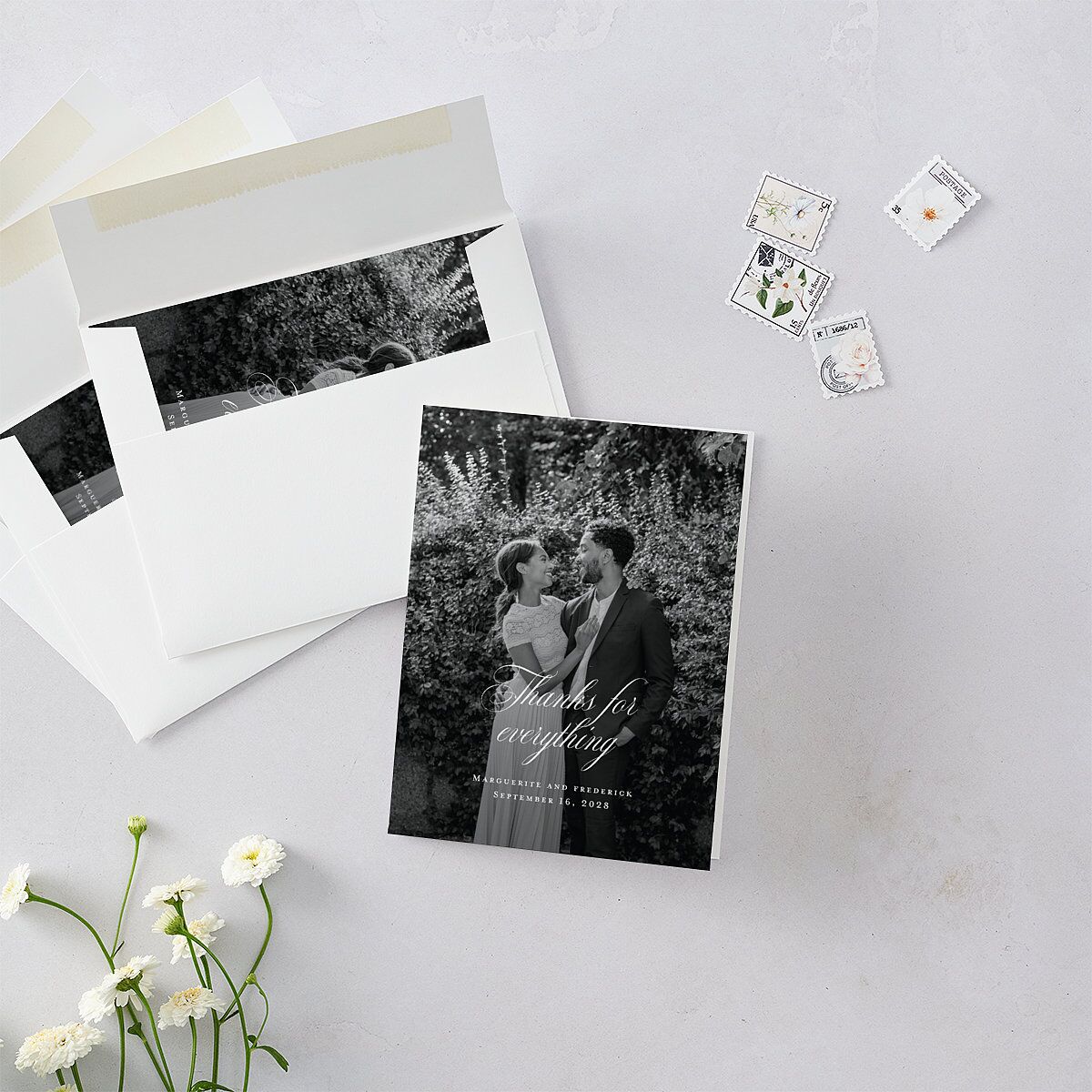 Elegant Rose Crest Thank You Cards Sapphire